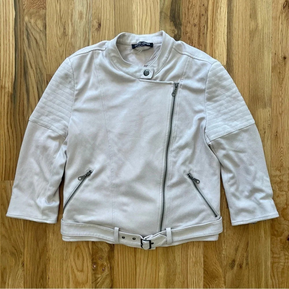 David Lerner Jackets & Blazers - David Lerner Pastel Pink Vegan Faux Suede Moto Jacket Size XS